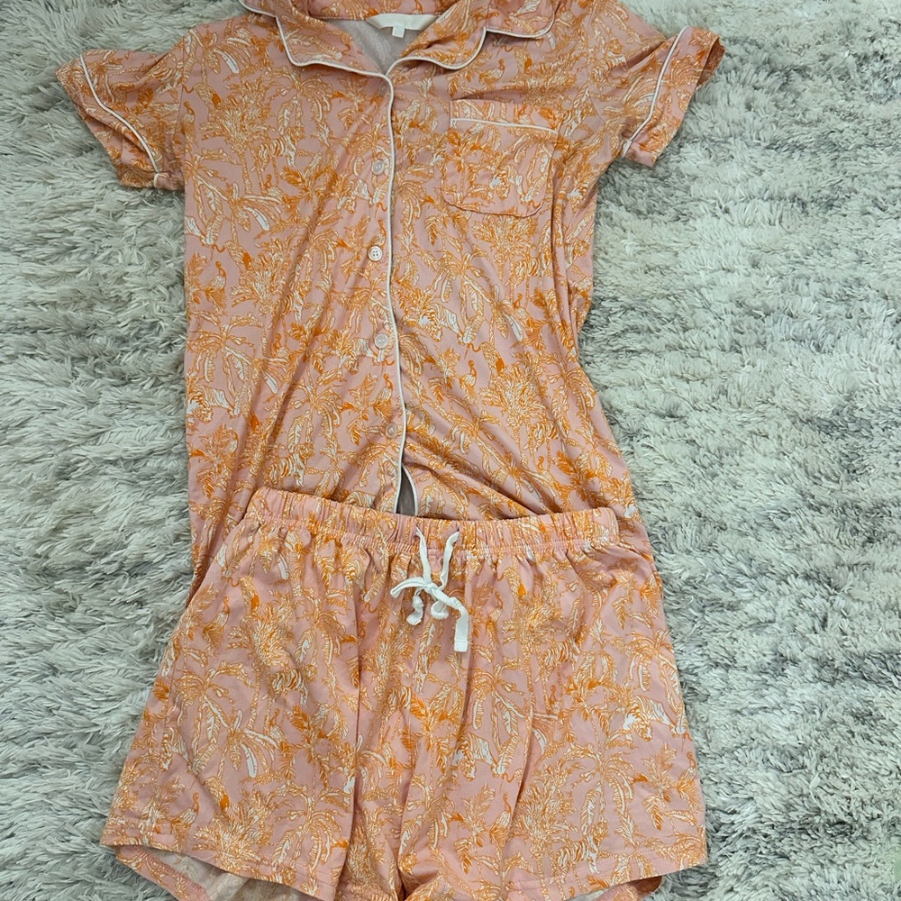 Pink&Orange Palm Tree Royal Standard Pajamas Set